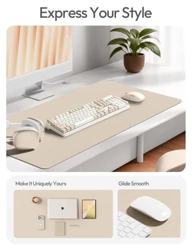 YSAGi Leather Desk Protector Mat 42" x 17.2" (106.7cm x 43.7cm) | Waterproof Writing Pad for Office and Home thumbnail 2