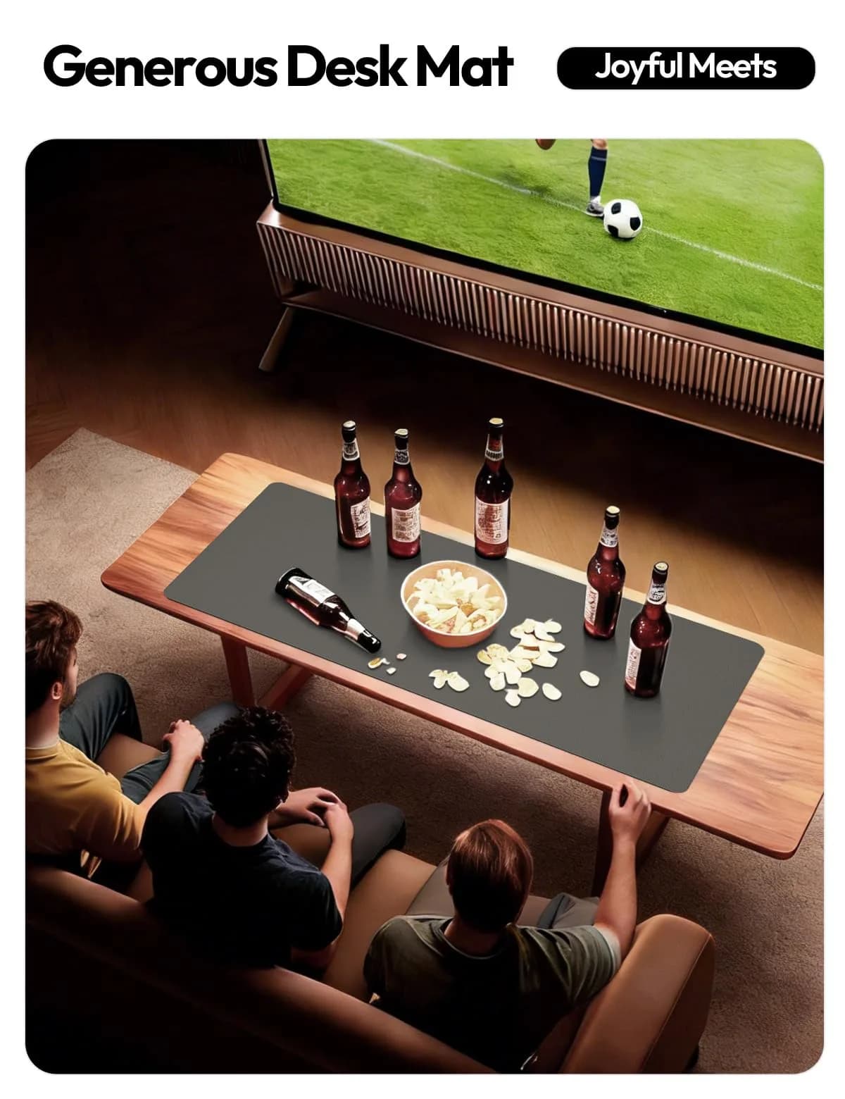 YSAGi Dark Grey Leather Desk Protector, Large Mouse Mat, 42" x 17.2" | Protects Your Desk from Scratches, Stains, and Spills - view 7
