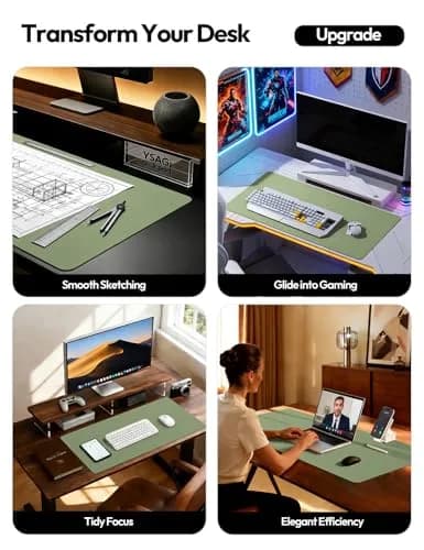 YSAGi Leather Desk Protector Large Mouse Mat 165.1cm x 43.7cm (65" x 17.2") | Protects Desks from Scratches and Spills thumbnail 2