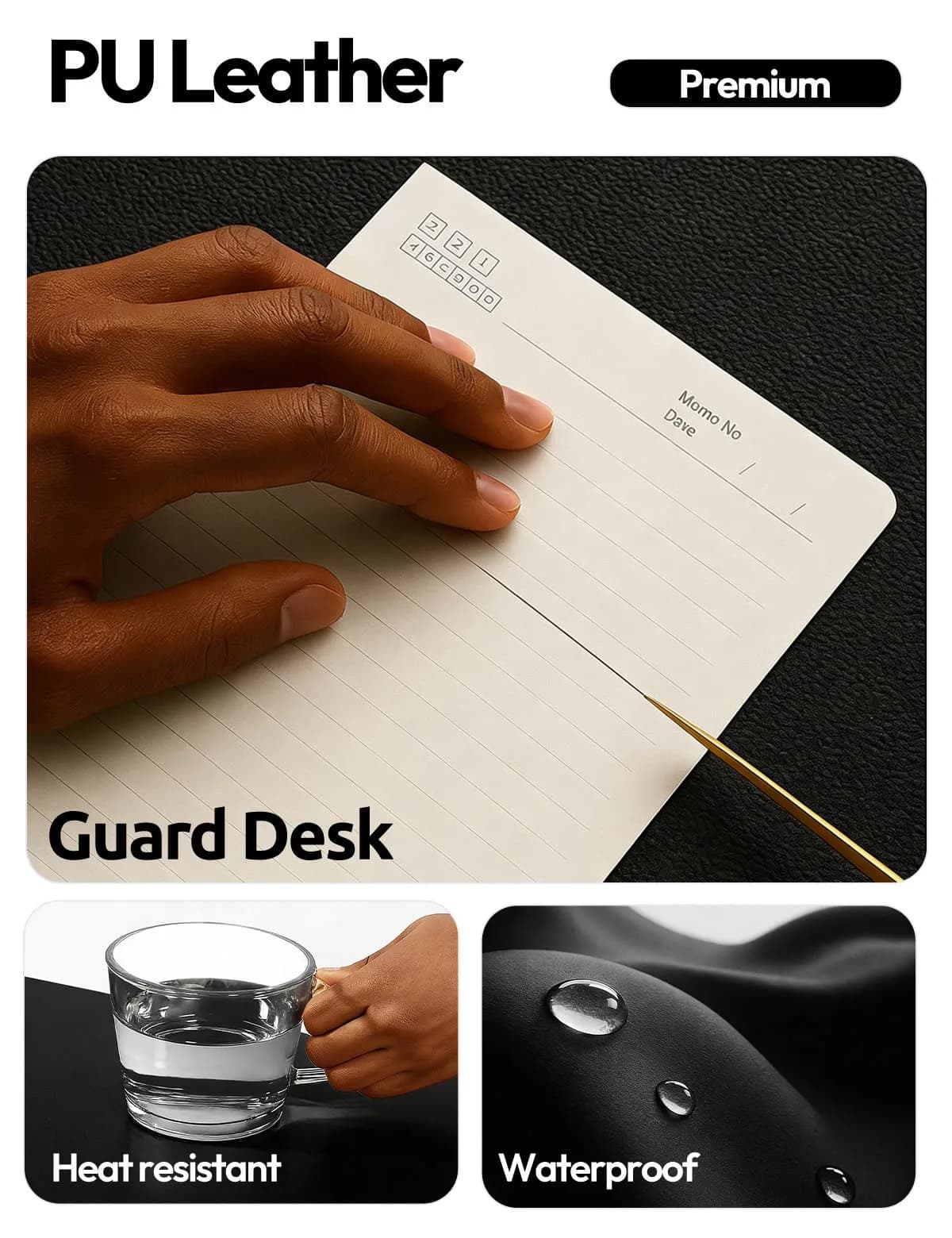 YSAGi Leather Desk Protector Large Mouse Mat 63" x 17.2" | Protects Desk from Scratches and Spills - view 4