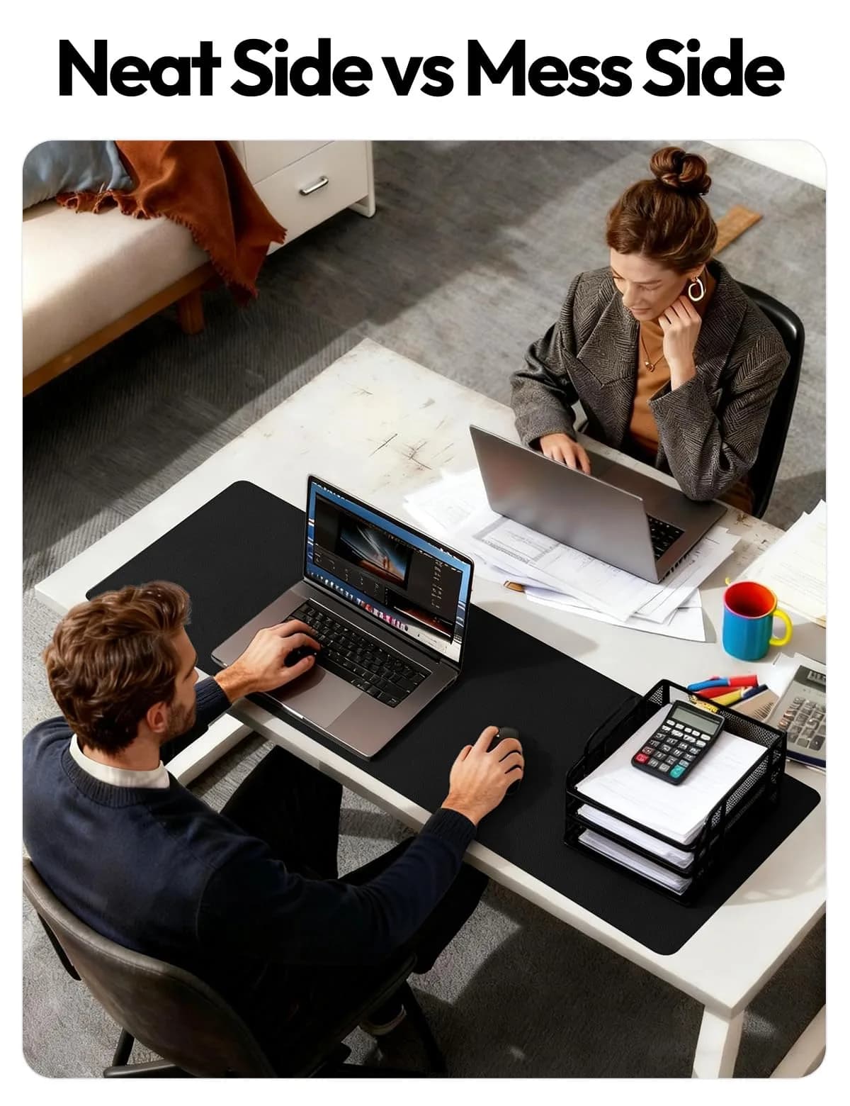 YSAGi Leather Desk Protector Large Mouse Mat 63" x 17.2" | Protects Desk from Scratches and Spills - view 6