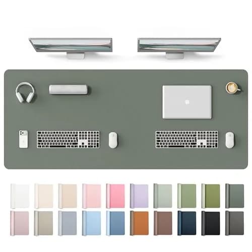 YSAGi Dark Green PU Leather Desk Protector Mat 160cm x 61cm (63" x 24") | Waterproof & Non-Slip for Office & Home thumbnail 1