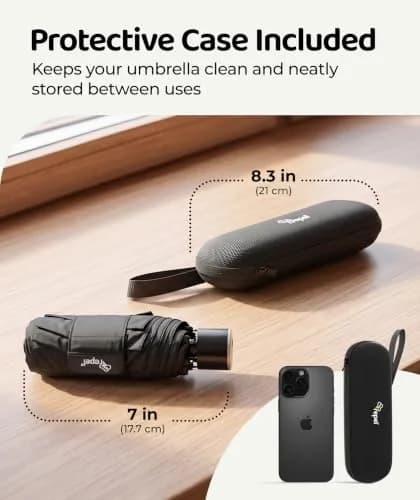 Repel Mini Travel Umbrella for Rain - Ultra Compact Size, Black | Windproof & Water-Resistant thumbnail 5