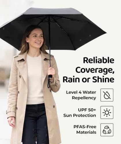 Repel Mini Travel Umbrella for Rain - Ultra Compact Size, Black | Windproof & Water-Resistant thumbnail 6