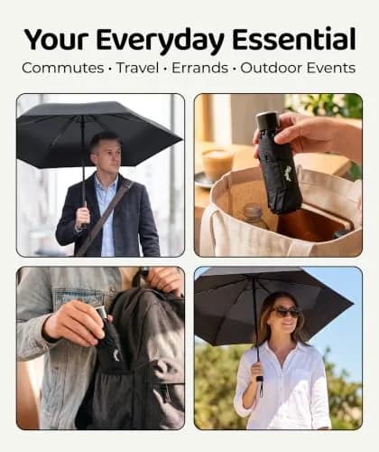Repel Mini Travel Umbrella for Rain - Ultra Compact Size, Black | Windproof & Water-Resistant thumbnail 8