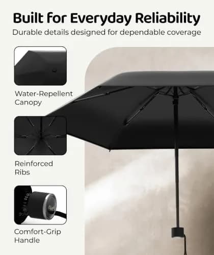 Repel Mini Travel Umbrella for Rain - Ultra Compact Size, Black | Windproof & Water-Resistant thumbnail 3