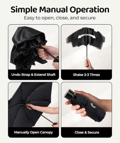 Repel Mini Travel Umbrella for Rain - Ultra Compact Size, Black | Windproof & Water-Resistant thumbnail 4