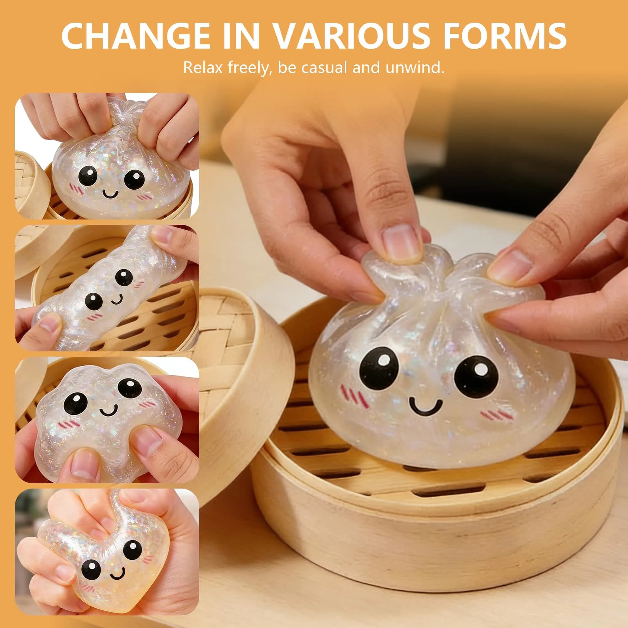 OPOM Dumpling Squishy Mystery Box Flash Light Pink | Non-Toxic & BPA-Free Squeeze Toy - view 3