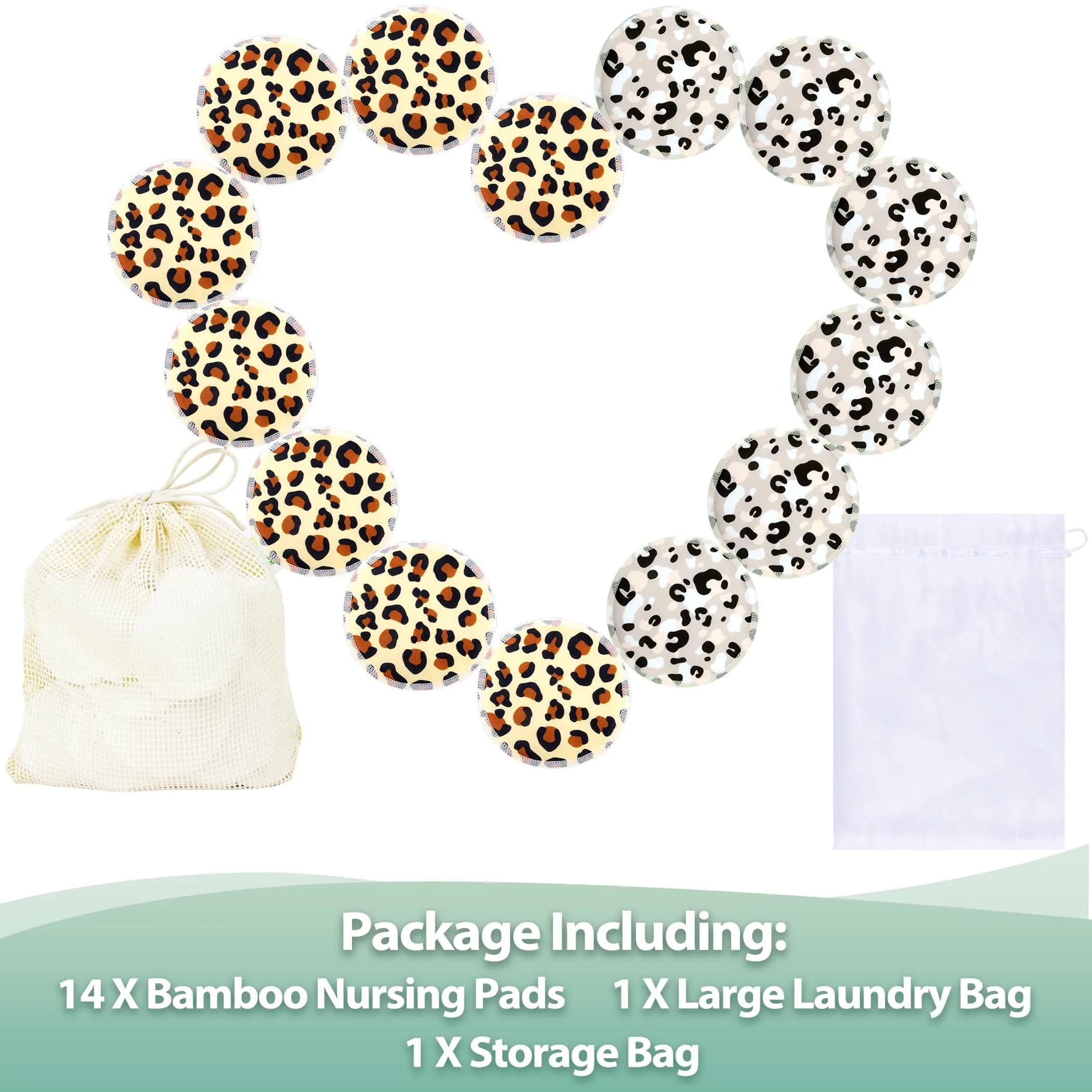 wegreeco Nursing Breast Pads (14 Pack) with Laundry & Travel Bags | Soft, Breathable, Leak-Free Washable Pads - view 3