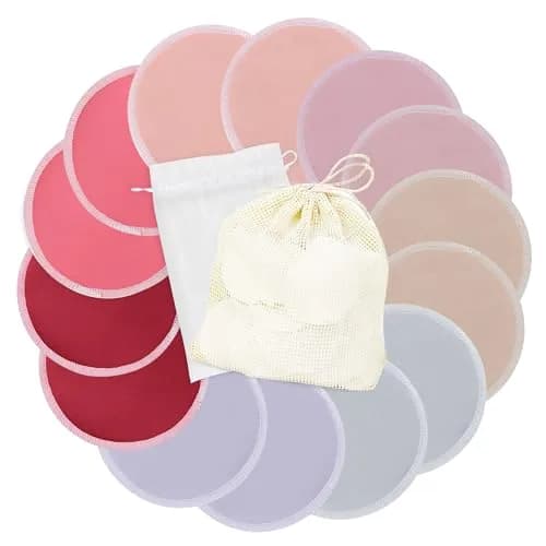 wegreeco Nursing Breast Pads Large Pink+Purple Plain Shape (14 Pack) | Washable & Reusable Breastfeeding Pads for India - main product image