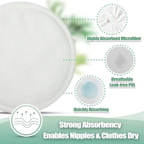 wegreeco Nursing Breast Pads Large Plain Shape 14 Count (25.6cm x 26.3cm x 2.2cm) | Soft, Breathable, Leak-Free Washable & Reusable Nursing Pads thumbnail 3