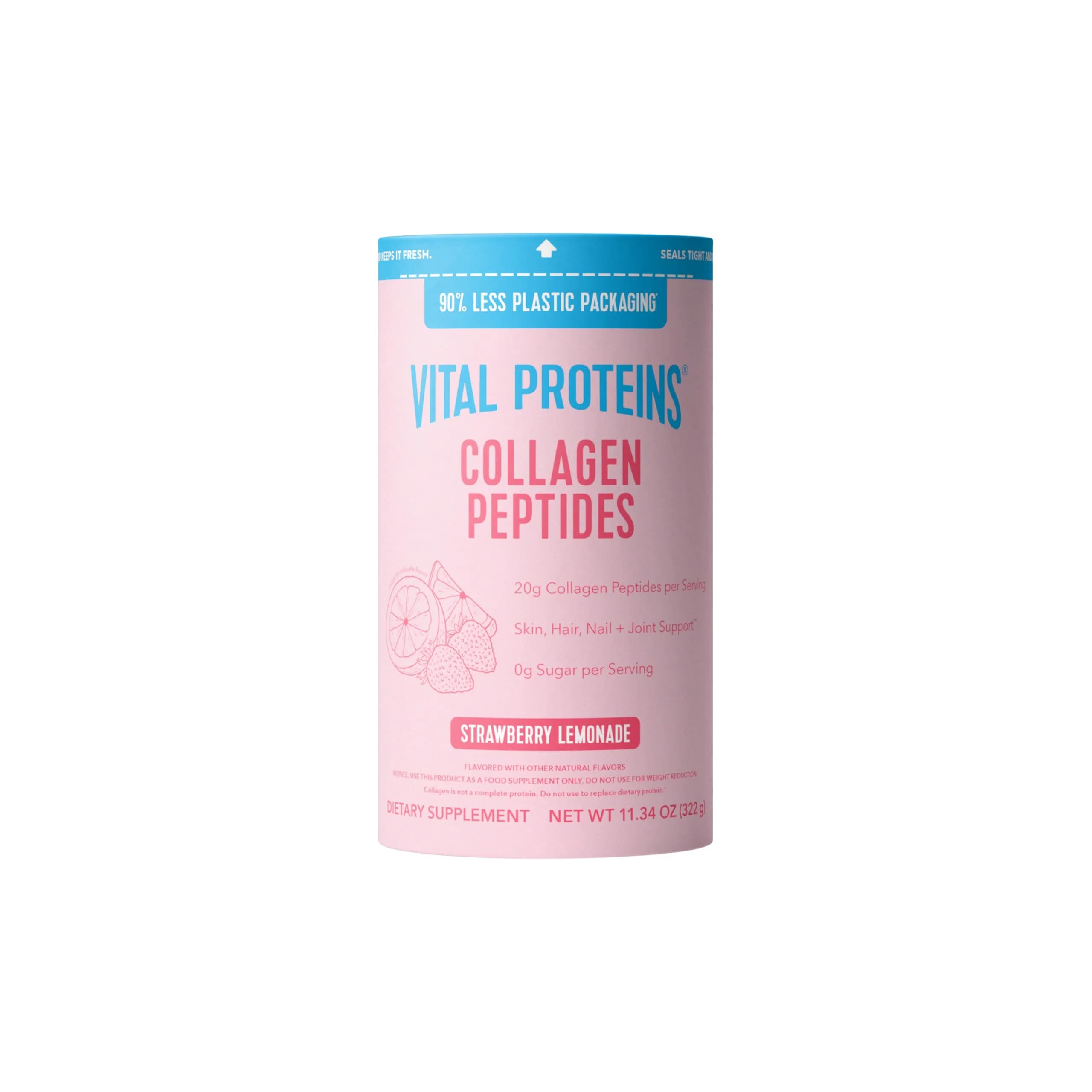 Vital Proteins Strawberry Lemonade Collagen Peptides Powder, 11.34oz (321g) | Hair, Skin, Bone & Joint Support - main product image