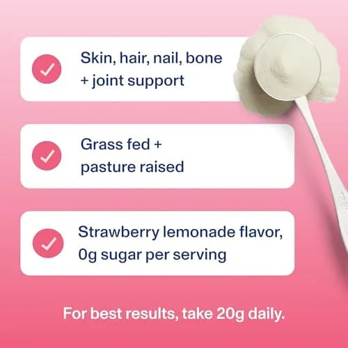 Vital Proteins Collagen Peptides Powder, Strawberry Lemonade, 321.5 g (11.34 oz) | Supports Hair, Skin, Nails, Bones & Joints thumbnail 5