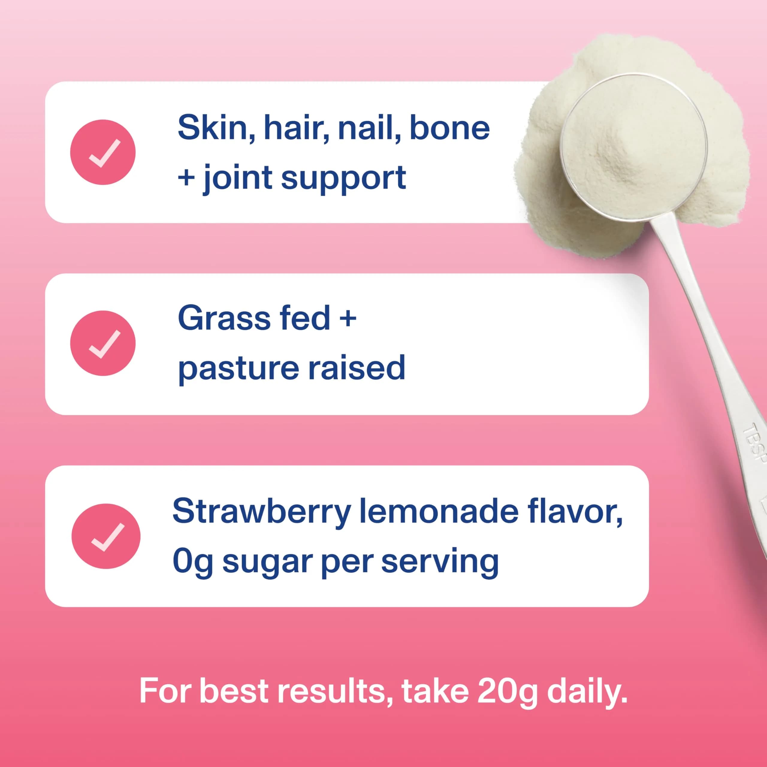 Vital Proteins Strawberry Lemonade Collagen Peptides Powder, 11.34oz (321g) | Hair, Skin, Bone & Joint Support - view 5