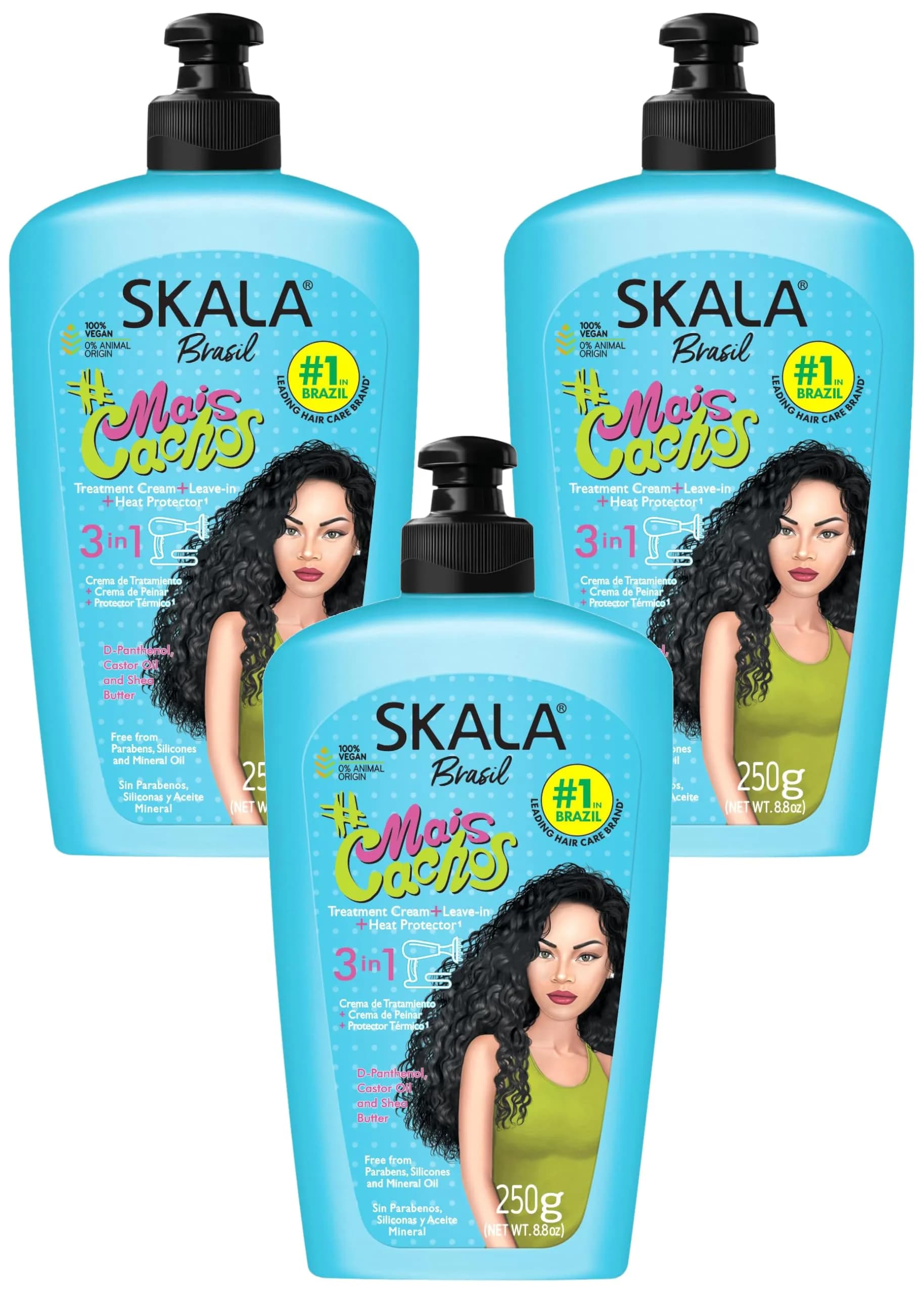 SKALA #Mais Cachos 3 in 1 Leave In Conditioner for Curly Hair | Vegan Hydration & Curl Definition (70-120 chars)