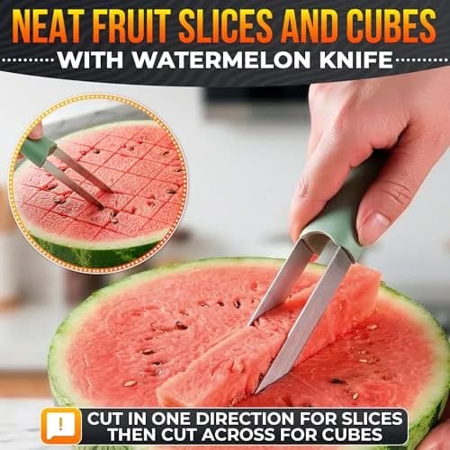 BURIUS Watermelon Cutter Slicer Tool 3-in-1 | Stainless Steel Fruit Prep Tool for Picnics & Kitchen thumbnail 6