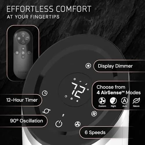 Lasko Apex 42" Oscillating Tower Fan | 6-Speed, Quiet 29 dBA, Remote, 90° Oscillation, 40ft Air Reach thumbnail 7