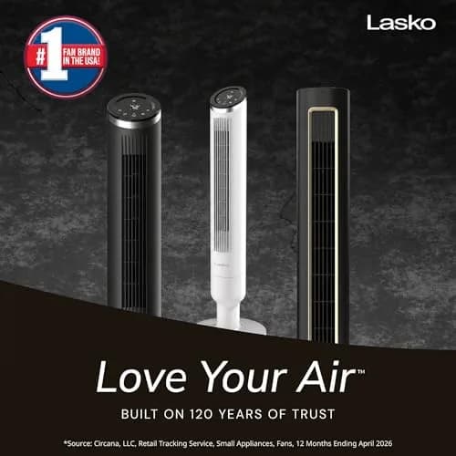 Lasko Apex 42" Oscillating Tower Fan | 6-Speed, Quiet 29 dBA, Remote, 90° Oscillation, 40ft Air Reach thumbnail 2