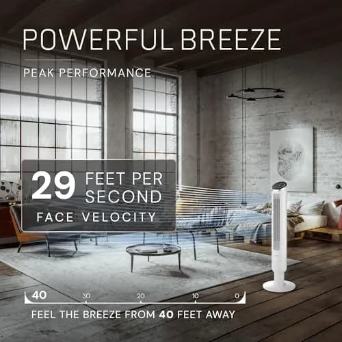 Lasko Apex 42" Oscillating Tower Fan | 6-Speed, Quiet 29 dBA, Remote, 90° Oscillation, 40ft Air Reach thumbnail 3