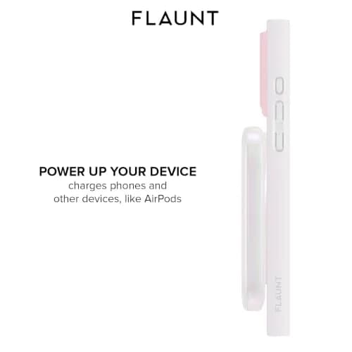 FLAUNT 5000mAh Wireless Battery Pack with USB-C Port - Iridescent Pearl | MagSafe Compatible, Slim & Stylish thumbnail 5