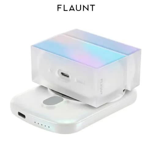 FLAUNT 5000mAh Wireless Battery Pack with USB-C Port - Iridescent Pearl | MagSafe Compatible, Slim & Stylish thumbnail 7
