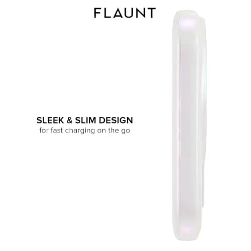 FLAUNT 5000mAh Wireless Battery Pack with USB-C Port - Iridescent Pearl | MagSafe Compatible, Slim & Stylish thumbnail 3
