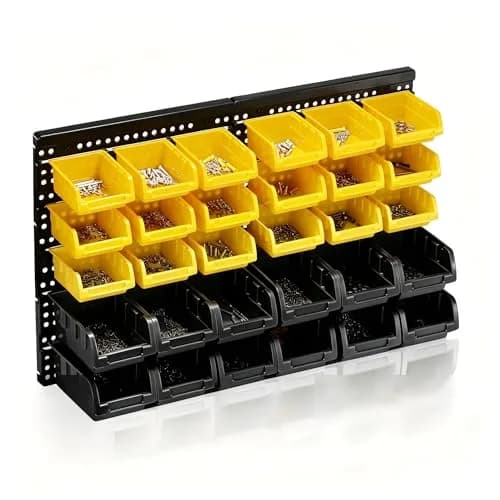 MULSAME Wall Mounted Storage Bins Parts Rack 25.2"*16.2" | Garage Organizer in 4 Colors thumbnail 6