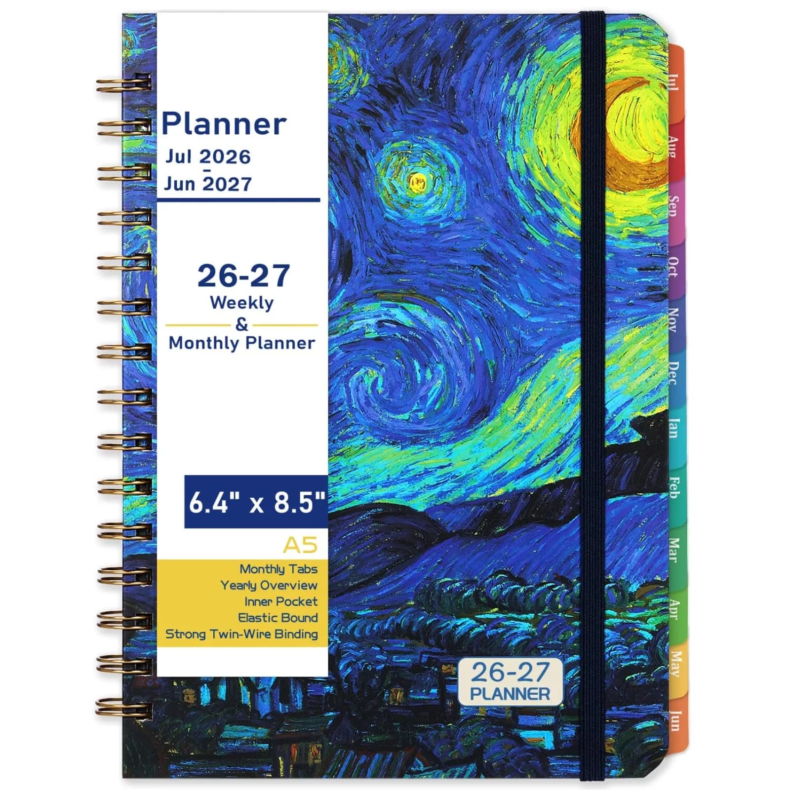 Indeme 2026-2027 Academic Planner Weekly & Monthly 6.4" x 8.5" (16.3 cm x 21.6 cm) | Hardcover Planner with Tabs & Elastic Closure