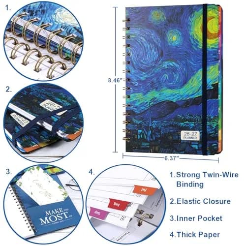 Indeme 2026-2027 Academic Planner Weekly & Monthly 6.4" x 8.5" (16.3 cm x 21.6 cm) | Hardcover Planner with Tabs & Elastic Closure thumbnail 5