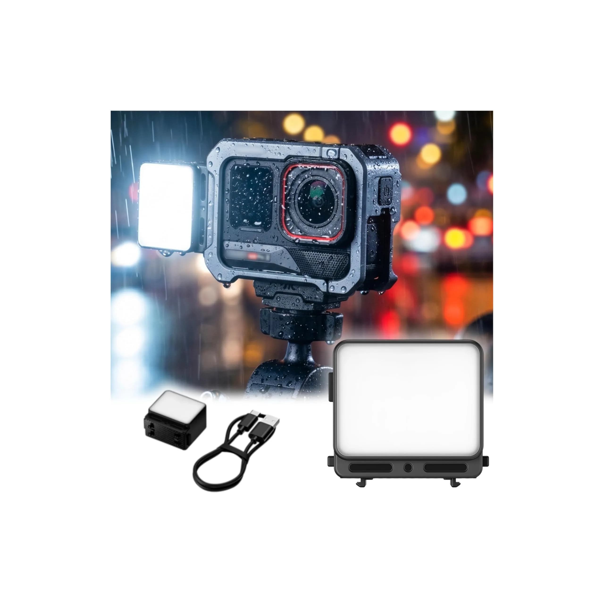 JJC Magnetic LED Light for DJI Osmo Action 5Pro 4 3 | Waterproof, SOS Mode, Rechargeable — for Ace/Ace Pro Series -Black