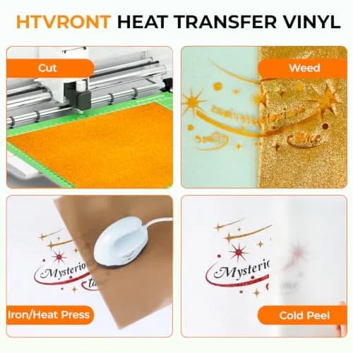HTVRONT Heat Transfer Vinyl 35 Pack | 29 Colors + 5 Glitter Sheets, 12" x 10" | Durable & Easy Weeding thumbnail 4