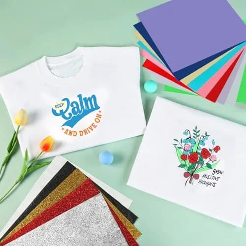 HTVRONT Heat Transfer Vinyl 35 Pack | 29 Colors + 5 Glitter Sheets, 12" x 10" | Durable & Easy Weeding thumbnail 6
