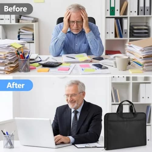 WRIYES Fireproof Accordion File Organizer Bag A4 13 Pockets Black | Fire-Resistant Document Storage thumbnail 6