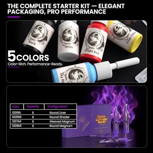 Wormhole Wireless Tattoo Gun Kit for Beginners with 1800mAh Battery & Blue Algae Cleanser (Red) thumbnail 6