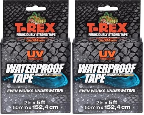 T-REX Heavy Duty Waterproof Repair Tape 2" x 5' (10 ft total) Black | Fixes Wet, Rough, Dirty Surfaces & Leaks thumbnail 1