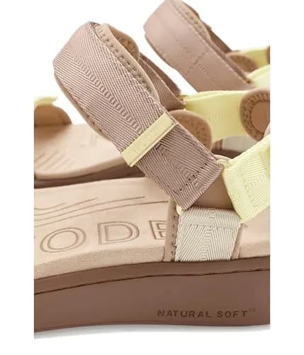 Woden Women's Line Sandals Taupe Multi 7.5 Medium | Recycled, Adjustable Velcro Straps, Flat Heel thumbnail 6