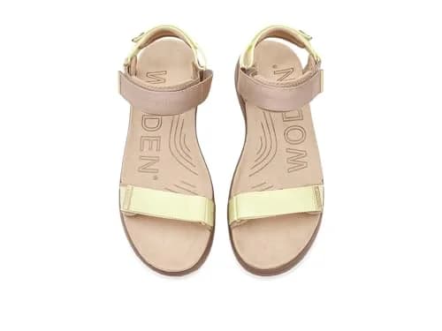 Woden Women's Line Sandals Taupe Multi 9 Medium | Recycled, Adjustable Velcro Straps (70-120 chars) thumbnail 2