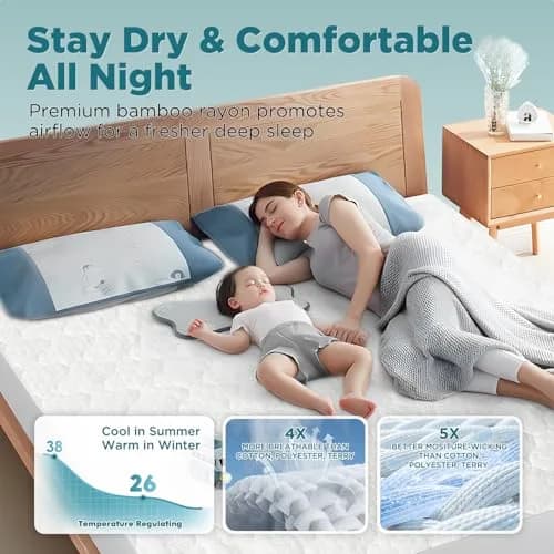 ZONAMA Vacuum Bags 5 Sided Waterproof Mattress Protector Queen Size | 360° All-Round Protection, Quilted Bamboo Rayon thumbnail 4