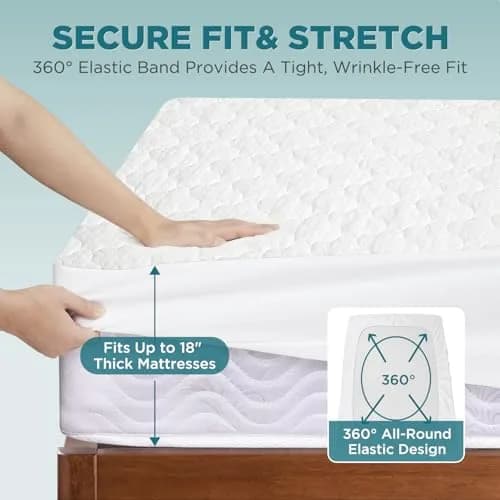 ZONAMA Vacuum Bags 5 Sided Waterproof Mattress Protector Queen Size | 360° All-Round Protection, Quilted Bamboo Rayon thumbnail 6