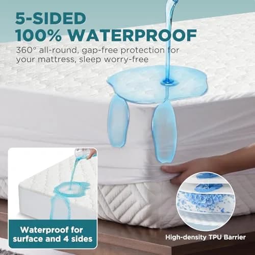 ZONAMA Vacuum Bags 5 Sided Waterproof Mattress Protector Queen Size | 360° All-Round Protection, Quilted Bamboo Rayon thumbnail 3