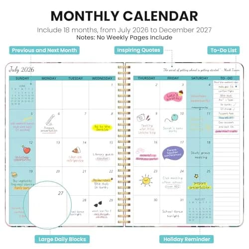 Taja Monthly Planner 2026-2027 18-Month Calendar 19 cm x 25 cm | Aesthetic Design for Students & Professionals thumbnail 2