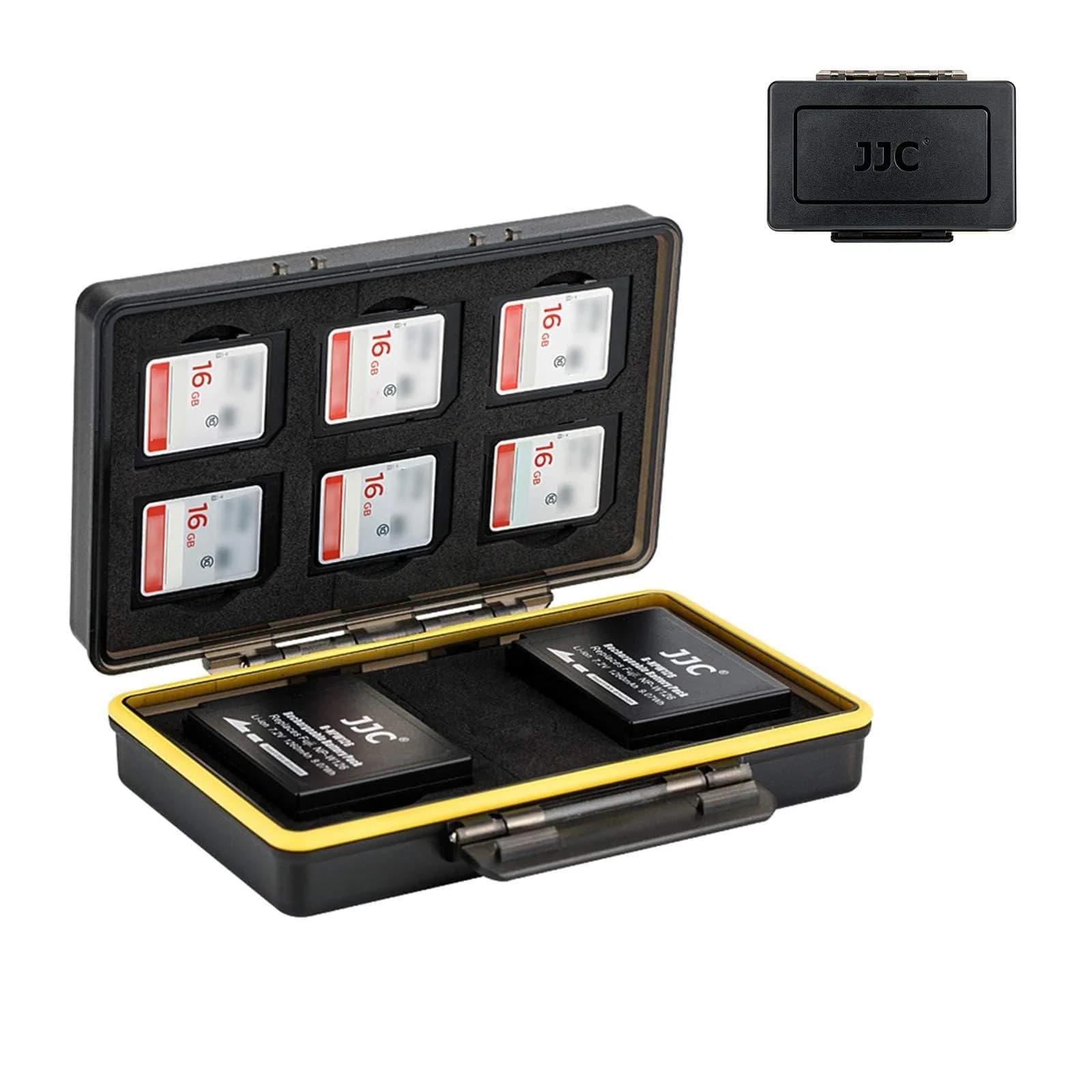JJC Camera Battery & Memory Card Storage Case for Fuji NP-W126, X100F, X-T3 | Compact, Water-Resistant (70-120 chars) — For 2 Fuji Battery + 6 SD Card