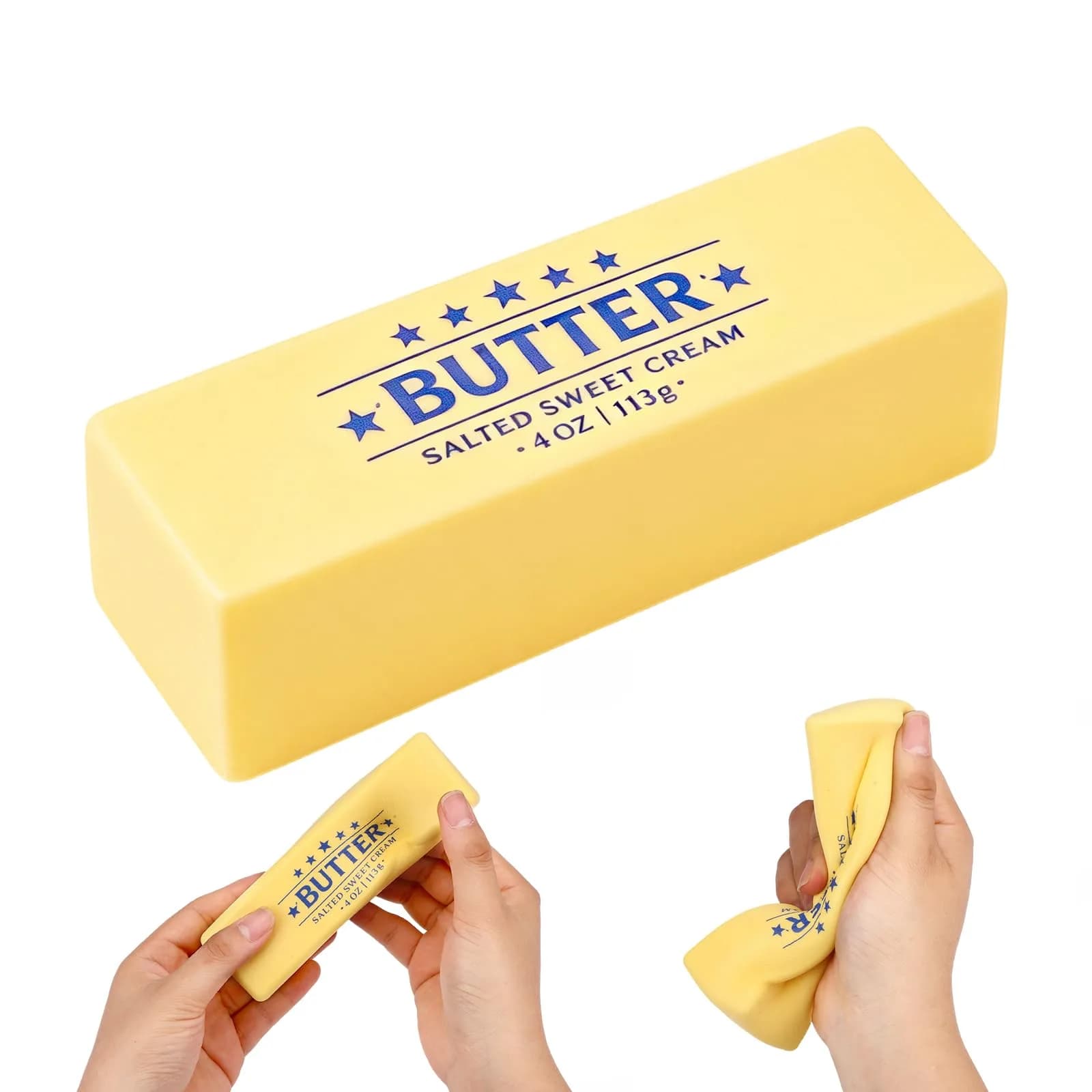 Lyreh 4pcs Squeeze Butter Toy (Light Yellow) - Squishy Butter Star | PU Material Slow Rising Fidget Toy - main product image