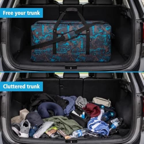 Finnhomy 120L Foldable Rolling Duffel Bag with 3 Wheels | Large Capacity Travel Duffel (Graffiti-blue, 32.3in) thumbnail 7