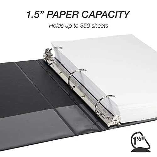 Samsill 1.5 Inch Black D-Ring Binder (480-Pack) | Made in USA, 100% Recycled Chipboard, Pallet of 480 Binders thumbnail 2