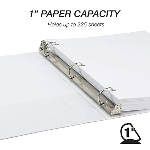 Samsill White 1-Inch D-Ring Binders (576-Pack) | Recycled Chipboard, Clear View Covers, 125-Sheet Capacity thumbnail 2
