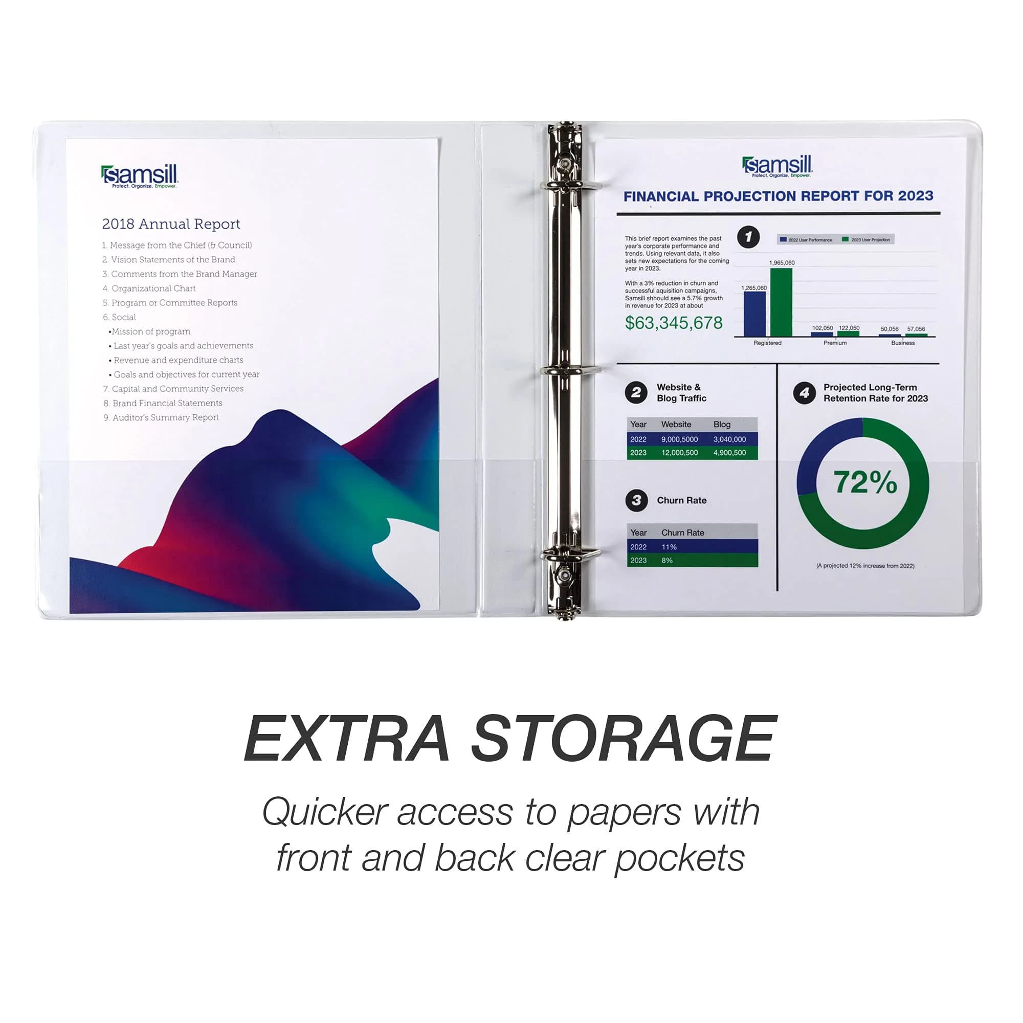 Samsill White 1-Inch D-Ring Binders (576-Pack) | Recycled Chipboard, Clear View Covers, 125-Sheet Capacity - view 3
