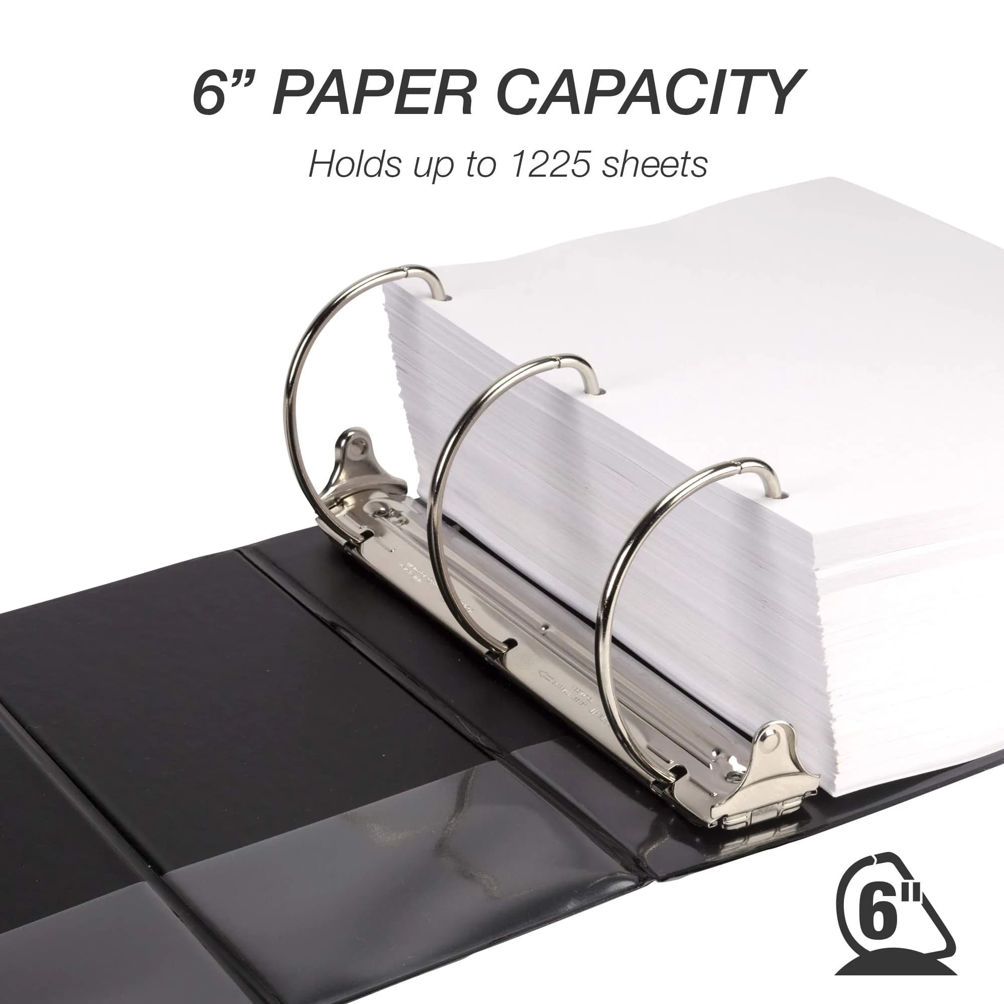 Samsill 6 Inch D-Ring Binder, Locking Rings, 120-Pack | Heavy-Duty Black Storage for 1225 Sheets - view 2