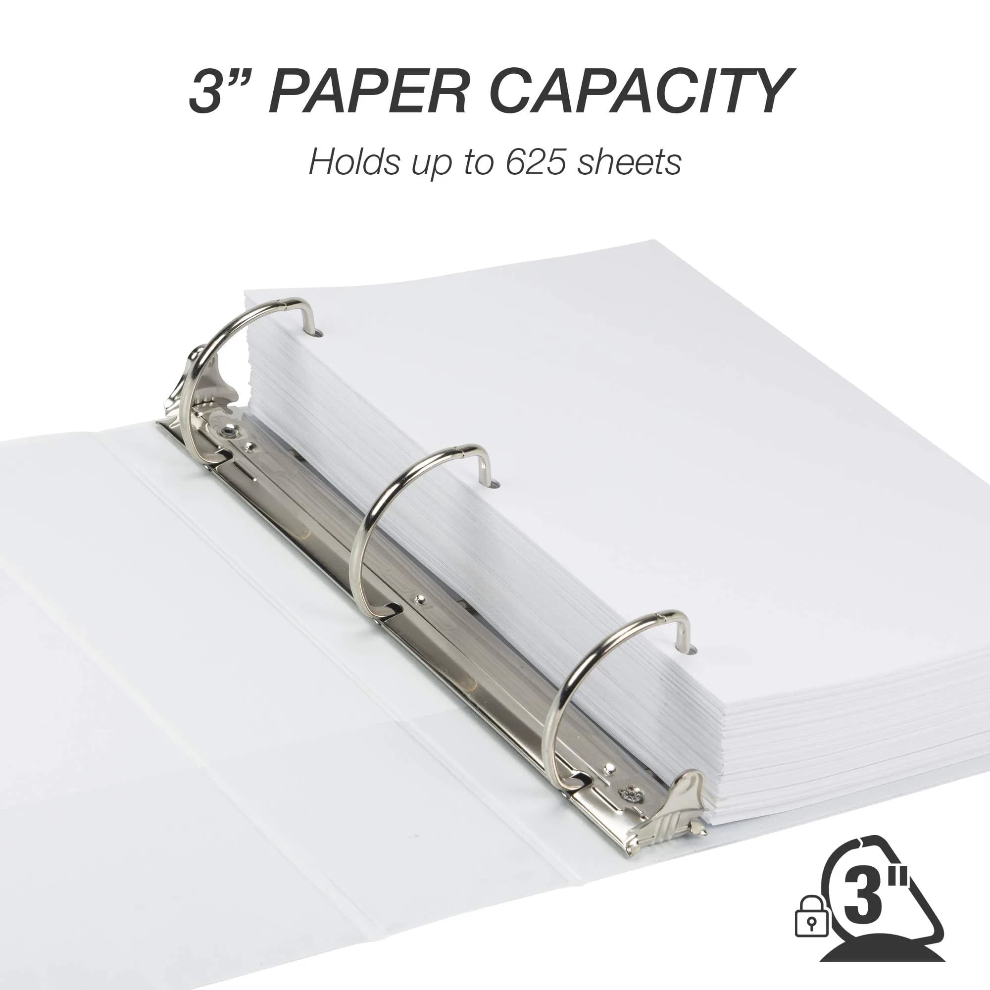 Samsill 3 Inch D-Ring Binder, White, 288 Count Pallet | Heavy-Duty Recycled Chipboard for Office & School - view 2