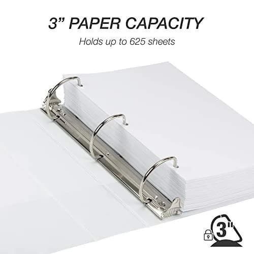 Samsill 3 Inch D-Ring Binder, White, 288 Count Pallet | Heavy-Duty Recycled Chipboard for Office & School thumbnail 2